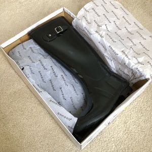 New Knee High Black Rain Boots